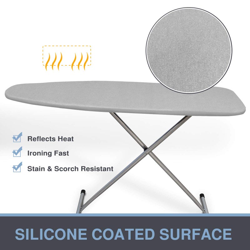 VividPaw Ironing Board Cover and Pad, Standard Size 15x54, Thick Padding, Elastic Edge, Silicone Coated, Resist Scorching, Adjustable Fastener, Heavy Duty Padded Iron Board Covers (Grey) - Image 2