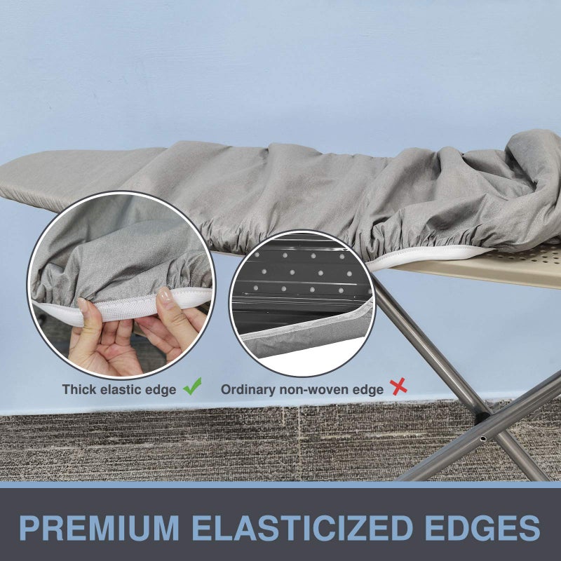 VividPaw Ironing Board Cover and Pad, Standard Size 15x54, Thick Padding, Elastic Edge, Silicone Coated, Resist Scorching, Adjustable Fastener, Heavy Duty Padded Iron Board Covers (Grey) - Image 3