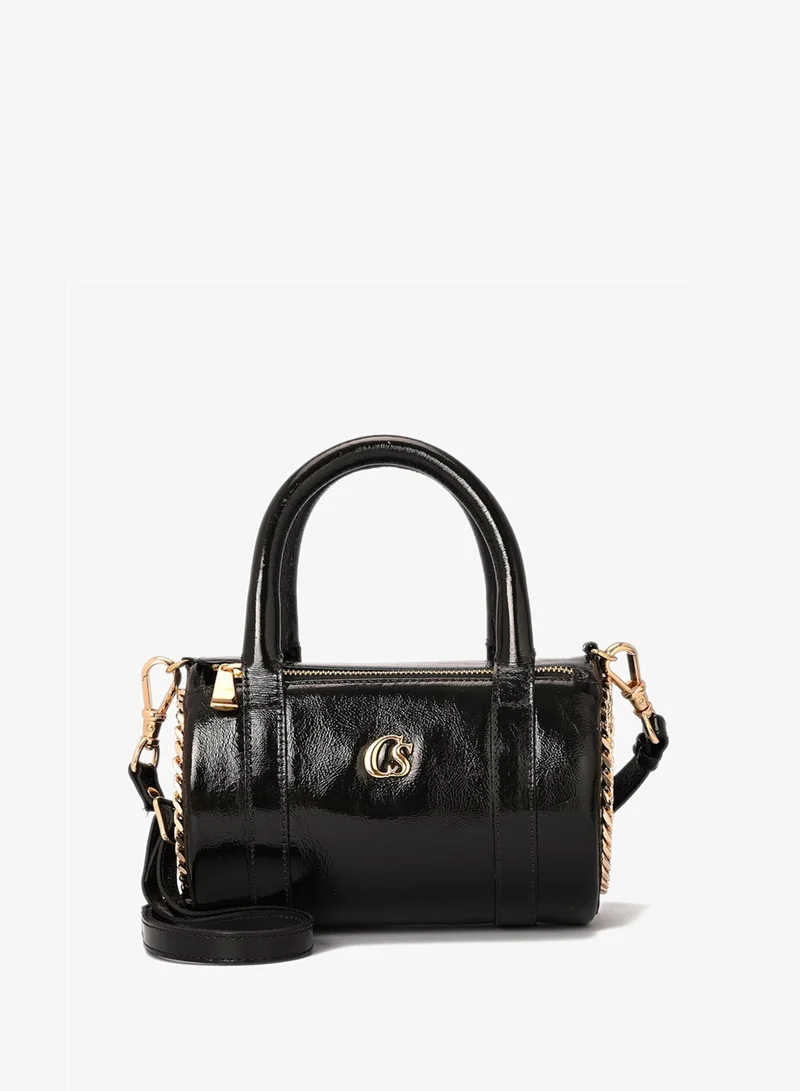 Carmen Steffens Cylindrical Black Leather Bag