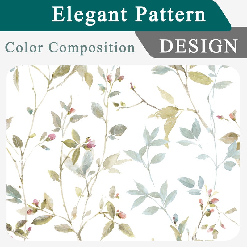 OWENIE Light Filtering Floral Curtains 84 Inches Long 2 Panels Set for Bedroom Living Room, Soft Airy Linen Blend Farmhouse Printed Leaf Design Grommet Textured Drapes, Each 58" Extra Wide 84" Long - Image 3