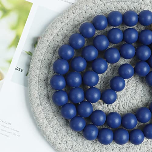 Meplait 39in Wood Bead Garland Farmhouse with Tassels,Versatile Prayer Beads Boho Chic Wall Hanging Home Decor (Navy Blue) - Image 5