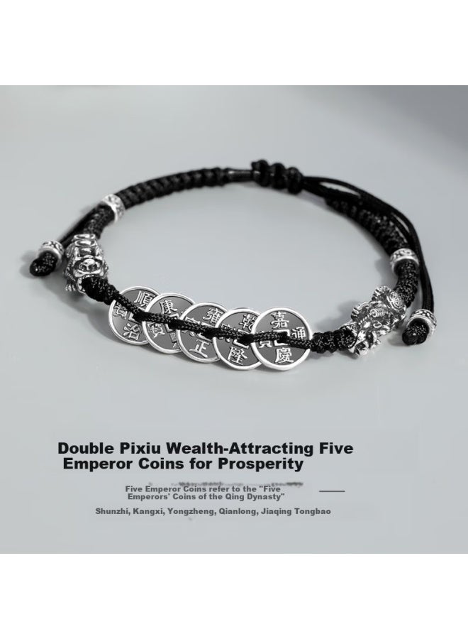 Manhe Pixiu Bracelet Men's Five Emperor Coins Wristband elry Practical Birthday Gift For Boyfriend Husband - Image 2