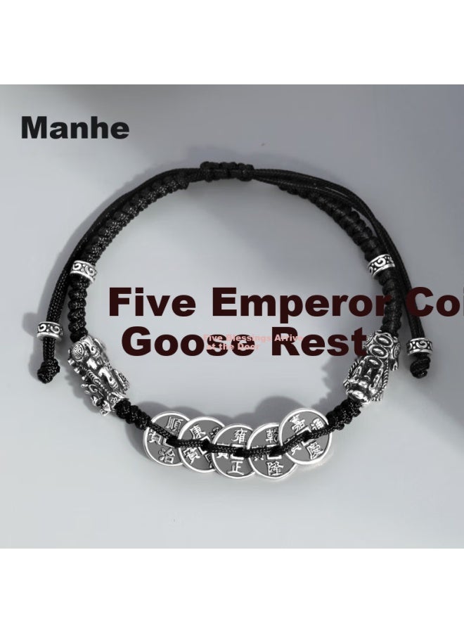 Manhe Pixiu Bracelet Men's Five Emperor Coins Wristband elry Practical Birthday Gift For Boyfriend Husband - Image 1