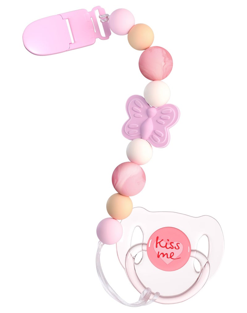 Aori Pacifier Clips for Rebron Baby Dolls Silicone Holders Clips with Magnetic Pacifier Pink - Image 2