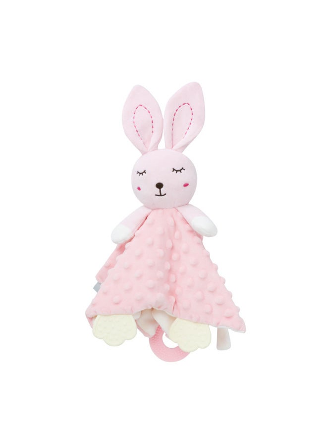 BBSKY Baby Cute Cartoon Animal Soothing Towel Silicone Molar Bite Soothing Towel Early Education Toys-Color:Pink Rabbit-silicone Teether - Image 1