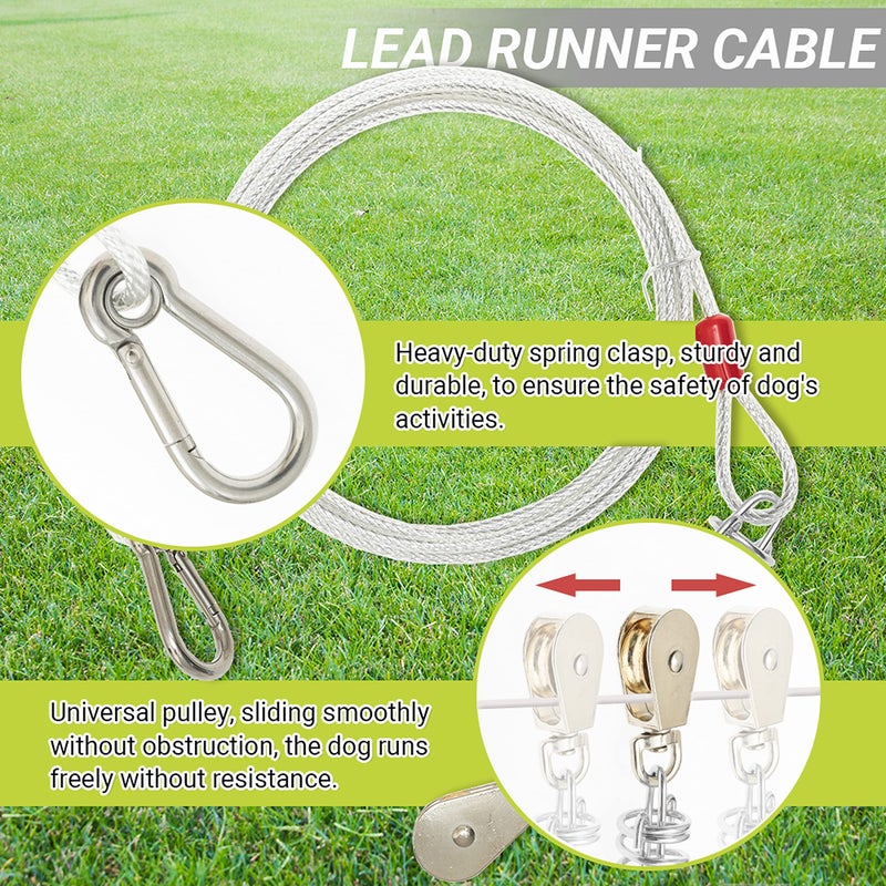 PAWNISAW Dog Tie Out Cable - 100 ft Long Dog Cable with 10 ft Run Cable for Yard Training Running Camping Hiking Outdoor - Heavy Duty Chew Proof Lead Leash with Buffer Spring for Small Medium Large Dogs - Image 4