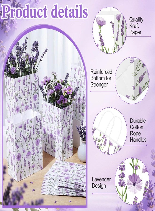 Marspark 24 Pcs Lavender Paper Gift Bags for Birthday Wedding Baby Shower Party Supplies Purple Treat Bag with Handles Candy Goodie Bags for Guests Mothers' Day, Valentine's Day, 8.3'' x 5.9'' x 3.1'' - Image 5