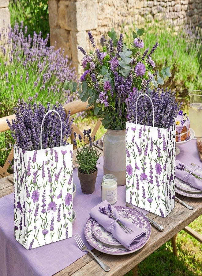 Marspark 24 Pcs Lavender Paper Gift Bags for Birthday Wedding Baby Shower Party Supplies Purple Treat Bag with Handles Candy Goodie Bags for Guests Mothers' Day, Valentine's Day, 8.3'' x 5.9'' x 3.1'' - Image 3