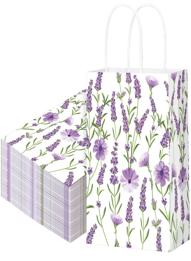 Marspark 24 Pcs Lavender Paper Gift Bags for Birthday Wedding Baby Shower Party Supplies Purple Treat Bag with Handles Candy Goodie Bags for Guests Mothers' Day, Valentine's Day, 8.3'' x 5.9'' x 3.1'' - Image 1