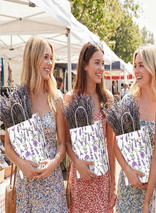 Marspark 24 Pcs Lavender Paper Gift Bags for Birthday Wedding Baby Shower Party Supplies Purple Treat Bag with Handles Candy Goodie Bags for Guests Mothers' Day, Valentine's Day, 8.3'' x 5.9'' x 3.1'' - Image 4