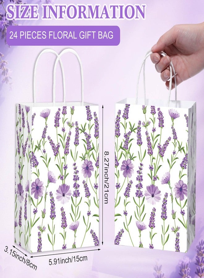 Marspark 24 Pcs Lavender Paper Gift Bags for Birthday Wedding Baby Shower Party Supplies Purple Treat Bag with Handles Candy Goodie Bags for Guests Mothers' Day, Valentine's Day, 8.3'' x 5.9'' x 3.1'' - Image 2