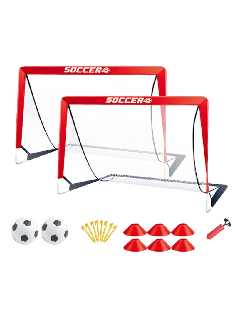 XiuWoo Soccer Goals, Portable Football Goal Set, Multiple Size Soccer Nets, Indoor Football Net for Training, Foldable Soccer Goals for Backyard, Football Sports Practice Toys for Kids and Adults - Image 1
