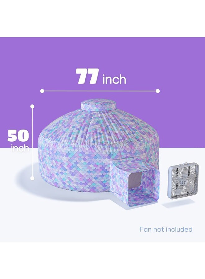 Skywin Air Tent - Quick Build Inflatable Fort, Mermaid Scale air Blow up Tent for Playing, Lounging, and Sleeping, 77 x 50 Inches (Fan not Included) - Image 2