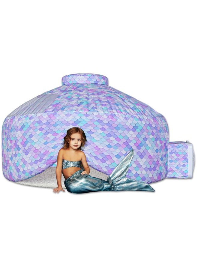 Skywin Air Tent - Quick Build Inflatable Fort, Mermaid Scale air Blow up Tent for Playing, Lounging, and Sleeping, 77 x 50 Inches (Fan not Included) - Image 1