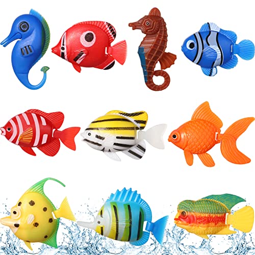 Aoriher 10 Pcs Artificial Fishes Floating Decorations for Aquarium Tank Colourful Plastic Tropical Fish Seahorse for Bubble Lamp Aquarium - Image 1