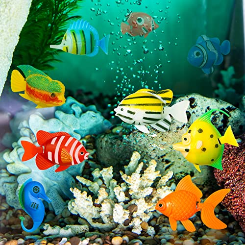 Aoriher 10 Pcs Artificial Fishes Floating Decorations for Aquarium Tank Colourful Plastic Tropical Fish Seahorse for Bubble Lamp Aquarium - Image 5