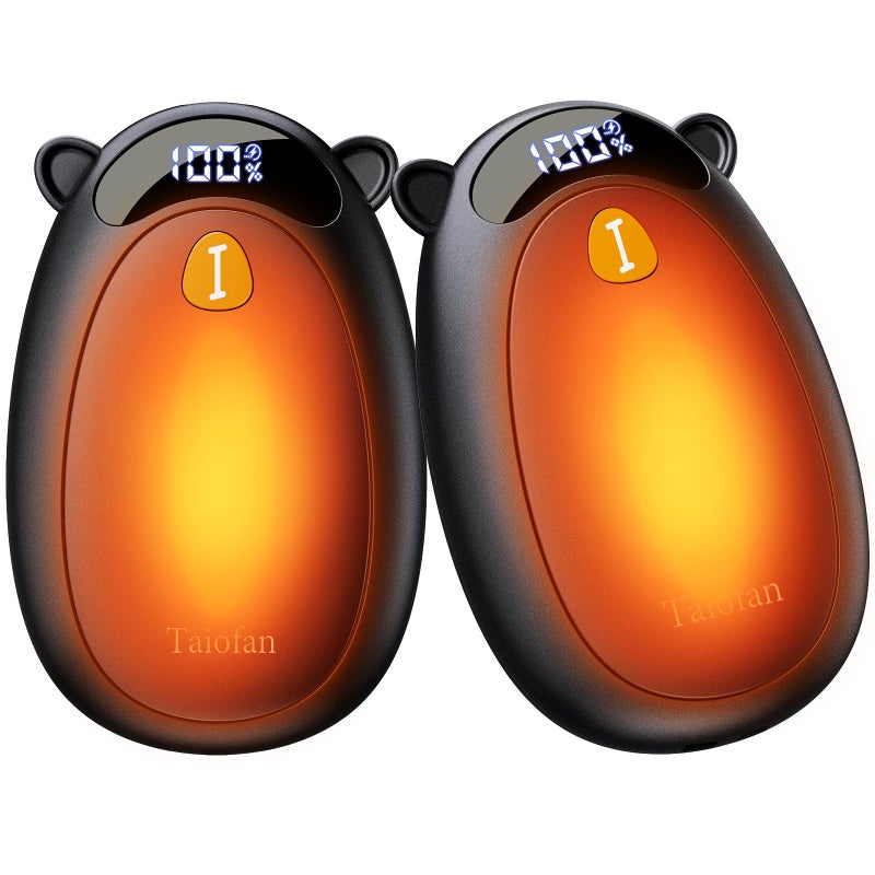 Taiofan Electric Hand Warmers Rechargeable  Cute Bear Design  Led Display  4 Settings  Fast Heating Portable Pocket Heater Magnetic Handwarmers 2 Pack For Hunting Essentials Camping Gift For Men Women - Image 1