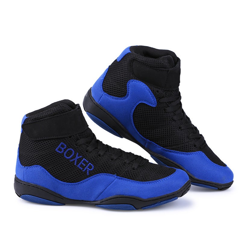 Korean Style Wrestling Shoes Children'S Mid-High Top Boxing Gym Comprehensive Training Shoes Competition Shoes Breathable Non-Slip Men'S And Women'S - Image 2