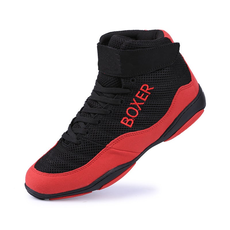 Korean Style Wrestling Shoes Children'S Mid-High Top Boxing Gym Comprehensive Training Shoes Competition Shoes Breathable Non-Slip Men'S And Women'S - Image 4