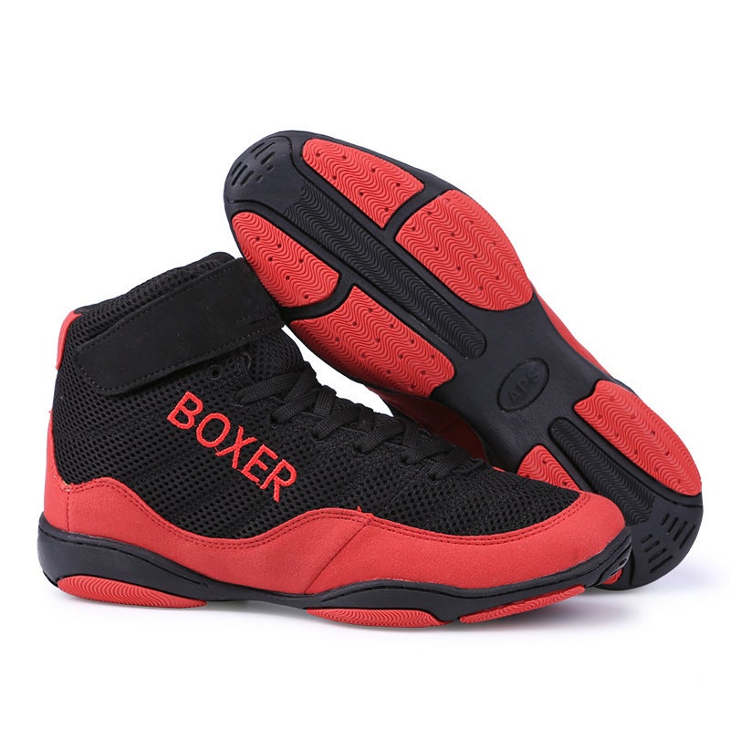 Korean Style Wrestling Shoes Children'S Mid-High Top Boxing Gym Comprehensive Training Shoes Competition Shoes Breathable Non-Slip Men'S And Women'S - Image 1