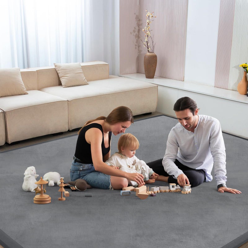 ILPEOD Baby Play Mat for Floor Nursery Rug Muscle Mat Area Rug Playroom Rug 79"x110" Playpen Mat Memory Foam 1.3" Thick Crawling Mat For Babies,Toddlers, Infants, Kids,Grey - Image 5