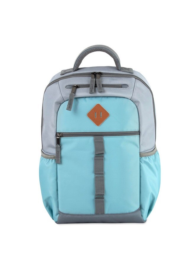 بيبي إيسينشيلز حقيبة ظهر للحفاضات ثنائية اللون من بيبي إسينشالز مع وسادة تغيير محمولة، وأحزمة لعربة الأطفال، وجيب معزول للزجاجات، طقم من قطعتين (لون أزرق مخضر) - Image 2