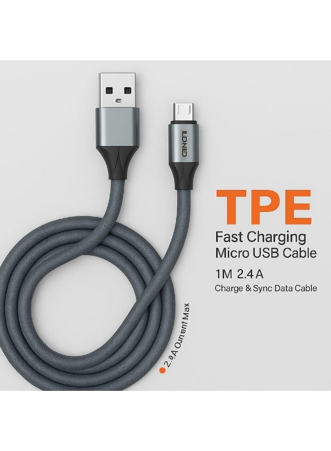 لدنيو كابل شحن سريع LDNIO TPE مايكرو يو إس بي 1 متر 2.4 أمبير لنقل البيانات والشحن