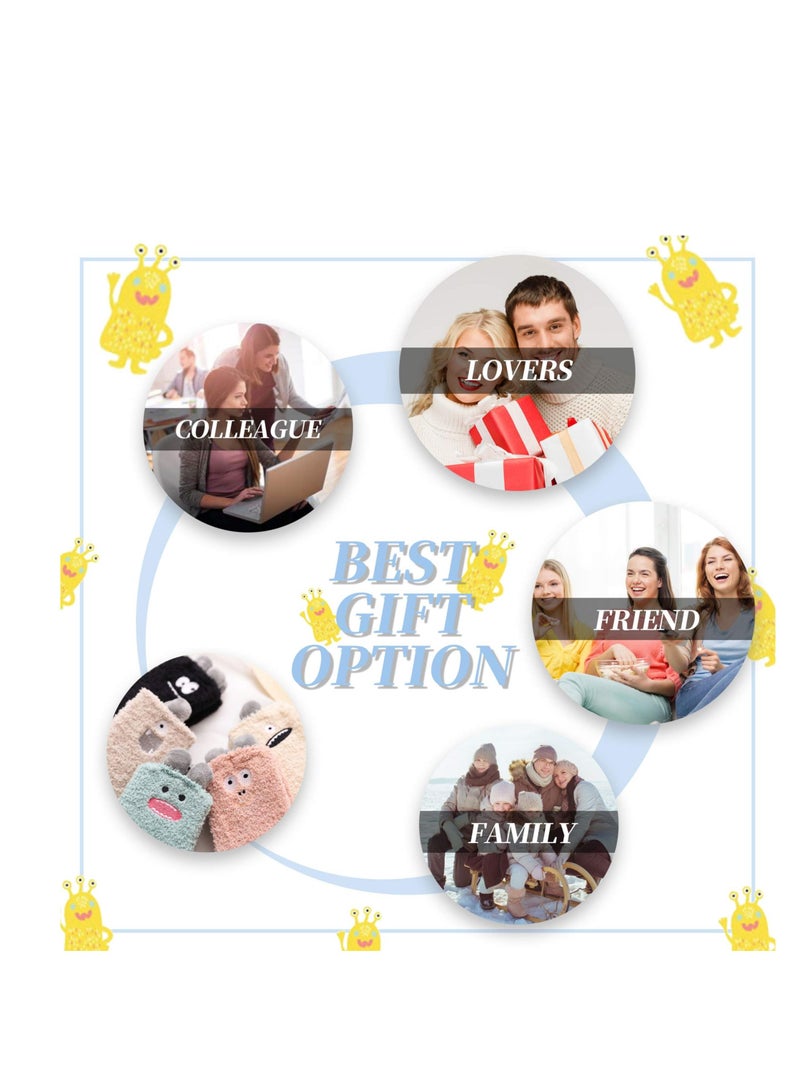 KASTWAVE 5 pairs Womens Soft Cute Funny Animal Designe Microfiber Slipper Socks Cozy Fuzzy Winter Warm Socks - Image 3