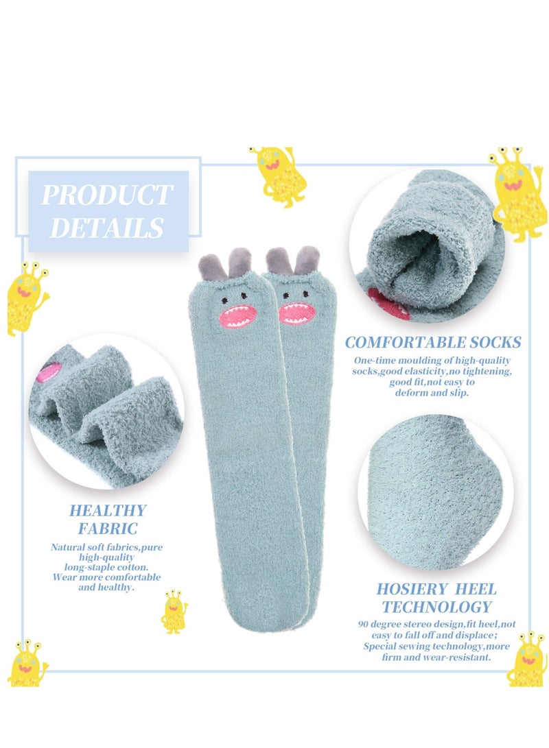 KASTWAVE 5 pairs Womens Soft Cute Funny Animal Designe Microfiber Slipper Socks Cozy Fuzzy Winter Warm Socks - Image 2