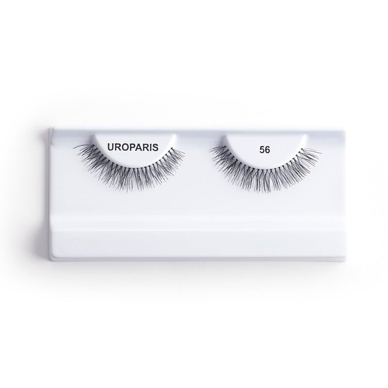 Uroparis 56 Eyelashes for Women — Tapered Handmade Eye Lashes | Lightweight False Lashes with Premium Virgin Hair | Invisible Band | For Glam Look & Enhance Beauty (Black) - 1 Pair - Image 2