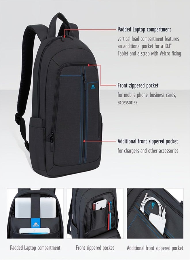 RIVACASE Alpendorf 7560 Black Laptop Canvas Water Resistant Backpack 15.6" Inches - Image 3