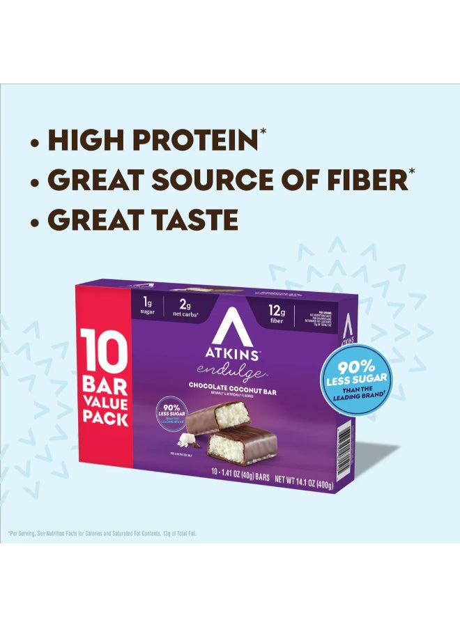 Atkins Chocolate Coconut Bar, 10 Bars, 1.41 oz (40 g) Each - Image 5