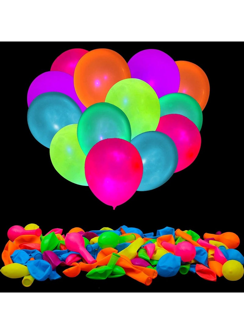 50 Pcs UV Neon Balloons Glow in the Dark Party Balloons for Birthdays, Weddings, and Blacklight Parties - Image 1