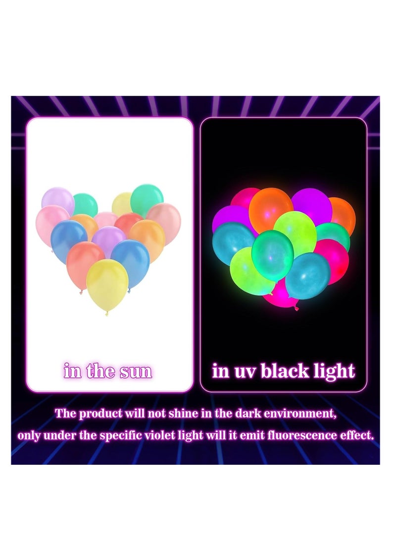 50 Pcs UV Neon Balloons Glow in the Dark Party Balloons for Birthdays, Weddings, and Blacklight Parties - Image 5