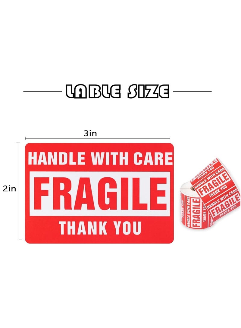 Rubik 1000pcs Red Fragile Warning Stickers 3 x 2 inch, Handle With Care Thank You Strong Self Adhesive Labels for Safe Shipping Packing of Goods with Clear Large Font Text (2 Roll) - Image 3