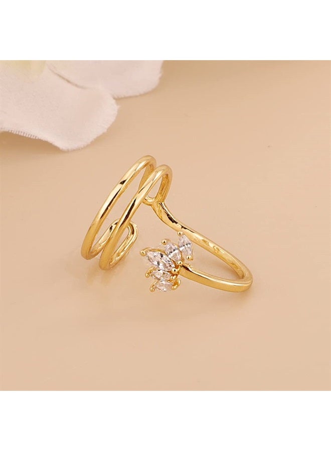 Rumtock Full Bling Crystal Beads Gold Nail Cover Cap Manicure Protective Knuckle Ring for Women Girls 