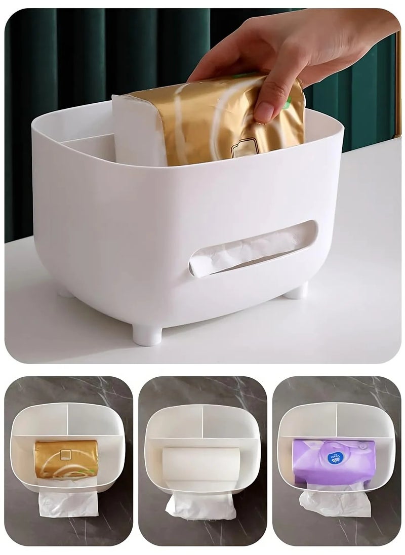 Multifunctional Tissue Holder with Cover - Hotel-Style Rectangle Napkin Organizer Box, Storage Container for Glasses, Remotes, Pens, Pencils, and More - White - pzsku/Z72956ACD7A46AF1A93D0Z/45/_/1705080176/4fb4d7b1-67a4-4d78-aa50-9deba7c5cb78