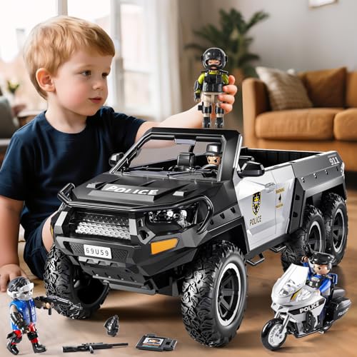 MSKOLER Police Car Toys for Boys 35 Play Vehicles for Boys Girls Ages 312 with Light and Sound Role Playing Police Truck Toys Toddler Truck Gifts for Kids Ages 48 - Image 5