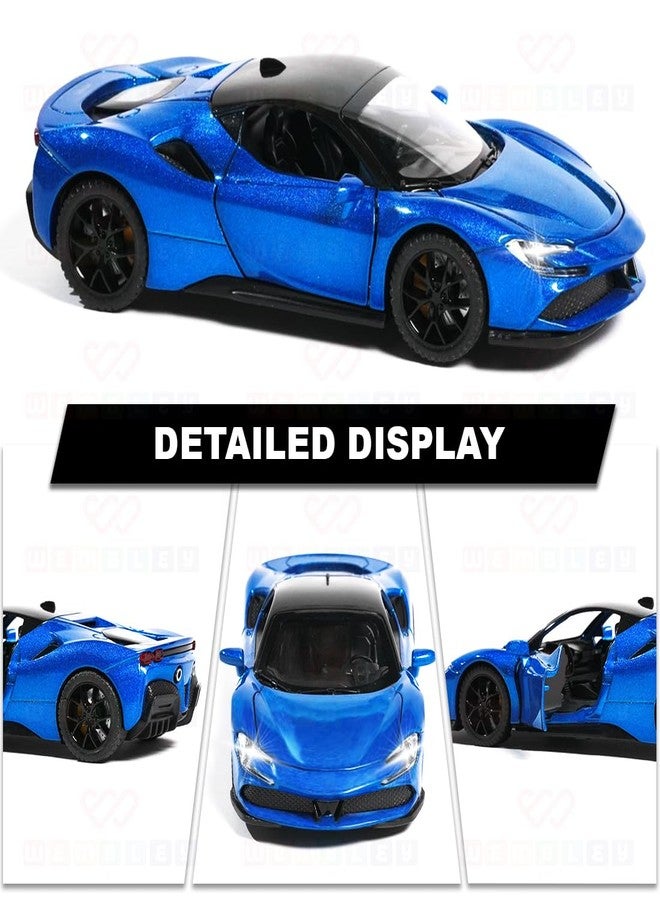Wembley Die Cast Ferrari Car Toy | 1:32 Scale Metal Diecast Model Car for Kids with Openable Doors, Light & Engine Sound | Pull Back Action Realistic Collectible Vehicle Boys Toys for Kids - Image 3