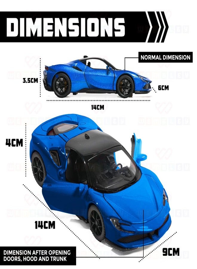 Wembley Die Cast Ferrari Car Toy | 1:32 Scale Metal Diecast Model Car for Kids with Openable Doors, Light & Engine Sound | Pull Back Action Realistic Collectible Vehicle Boys Toys for Kids - Image 2