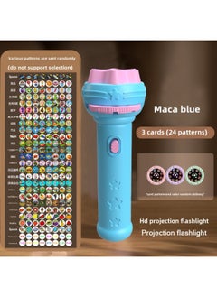 Cartoon Children's Projection Flashlight Mini Projector Baby Early Education Toys Stall Toys Gifts Wholesale-Color:[opp Bag] Blue Flashlight + 3 Projectors [24 Patterns]