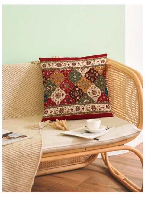 Bohemian design cushion cover in bright and firm colors, size 45 cm x 45 cm, without filling, 2 pieces