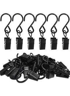 ماركة غير محددة Stainless Steel S Hooks Curtain Clips, 50 Pack Hanging Party Lights Clips Hangers Gutter Photo, Art Craft Display, 2.4 Inch Long, Black  - Image 1