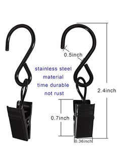 ماركة غير محددة Stainless Steel S Hooks Curtain Clips, 50 Pack Hanging Party Lights Clips Hangers Gutter Photo, Art Craft Display, 2.4 Inch Long, Black  - Image 2