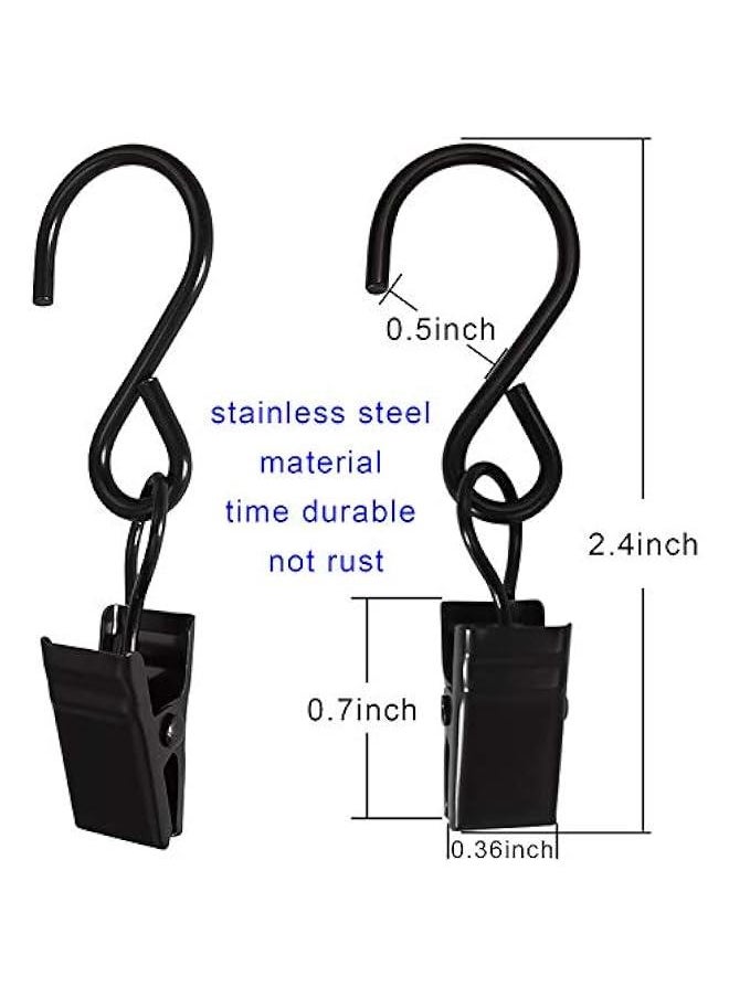 Generic Stainless Steel S Hooks Curtain Clips, 50 Pack Hanging Party Lights Clips Hangers Gutter Photo, Art Craft Display, 2.4 Inch Long, Black  - Image 2
