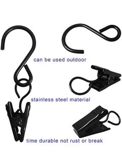 ماركة غير محددة Stainless Steel S Hooks Curtain Clips, 50 Pack Hanging Party Lights Clips Hangers Gutter Photo, Art Craft Display, 2.4 Inch Long, Black  - Image 3