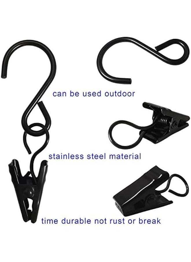 Generic Stainless Steel S Hooks Curtain Clips, 50 Pack Hanging Party Lights Clips Hangers Gutter Photo, Art Craft Display, 2.4 Inch Long, Black  - Image 3