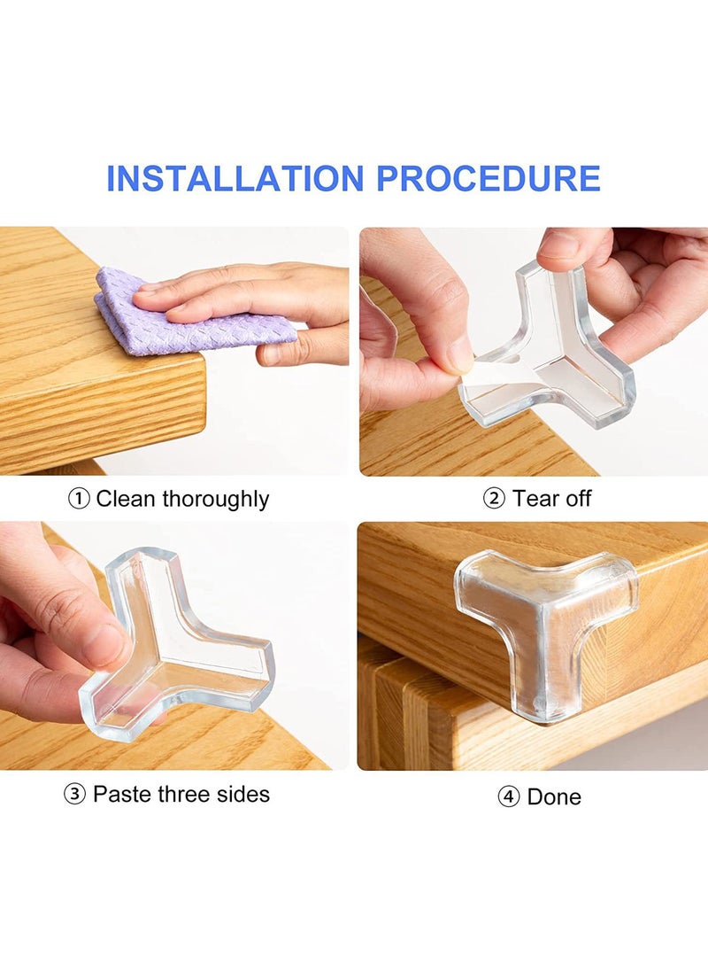 Anti-collision table corner transparent silicone protective cover corner protector, x-shape,12PCS