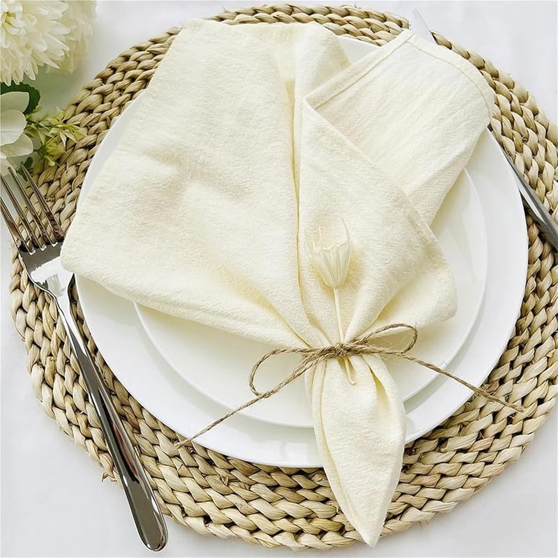Ivory Cotton Cloth Napkins 12Pcs 30x45cm Kitchen Serviette Table Decor - Image 1