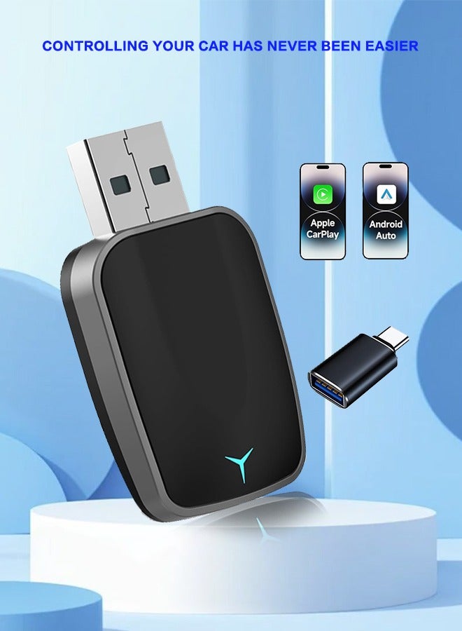 محول كار بلاي لاسلكي صغير، يُحوّل نظام كار بلاي السلكي إلى لاسلكي وأندرويد أوتو، محول 2 في 1 لأجهزة آيفون وأندرويد من آبل، سهل التركيب والتشغيل، اتصال تلقائي، بدون تأخير، مزود بمنفذ USB-C لأنظمة iOS 10+ وAndroid11+ - Image 1